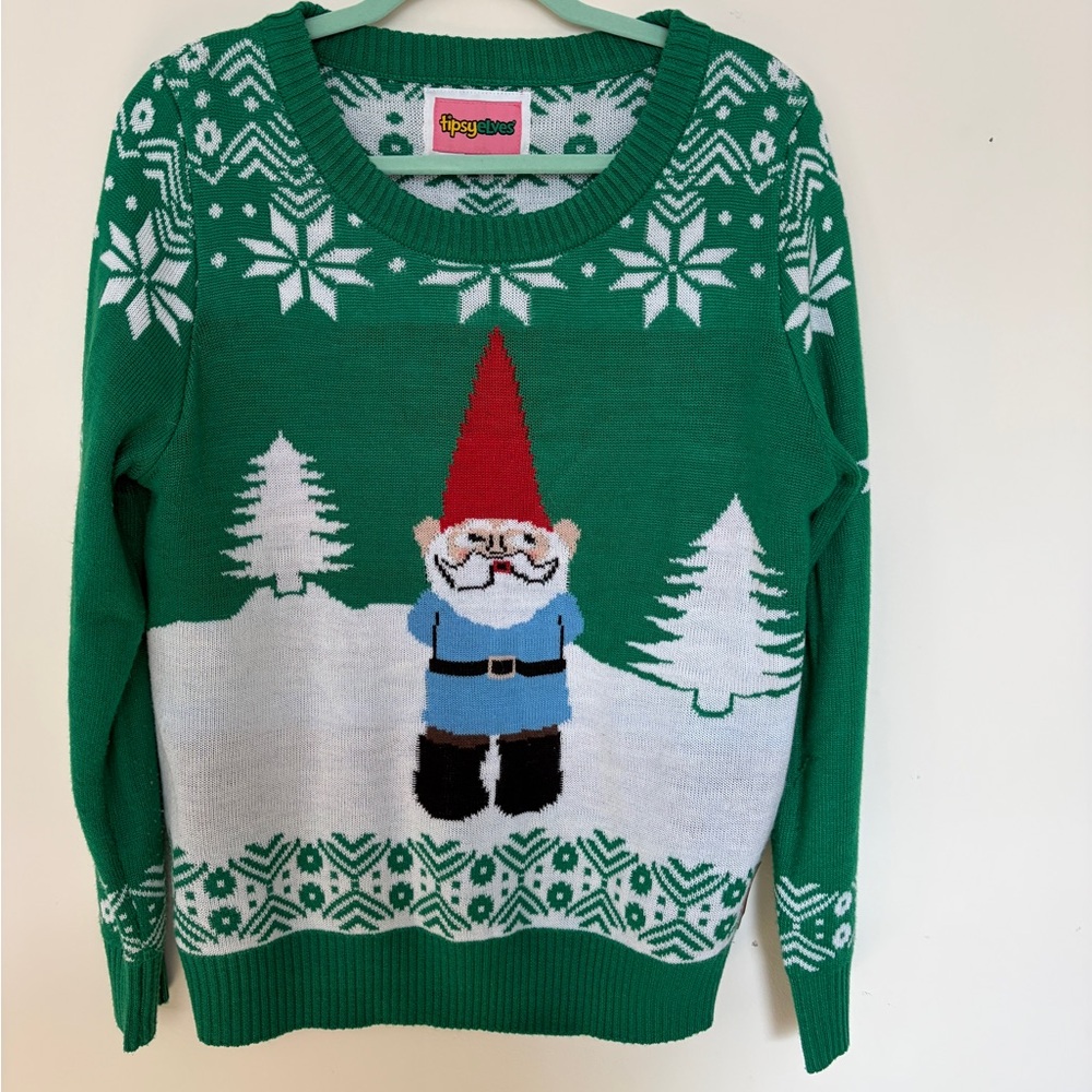 Tipsy Elves Green Snowflake Sweater